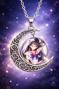 Collar Para Mujer Y Niña Dije Luna Cabujón Anime Sailor Moon - Miniatura 18