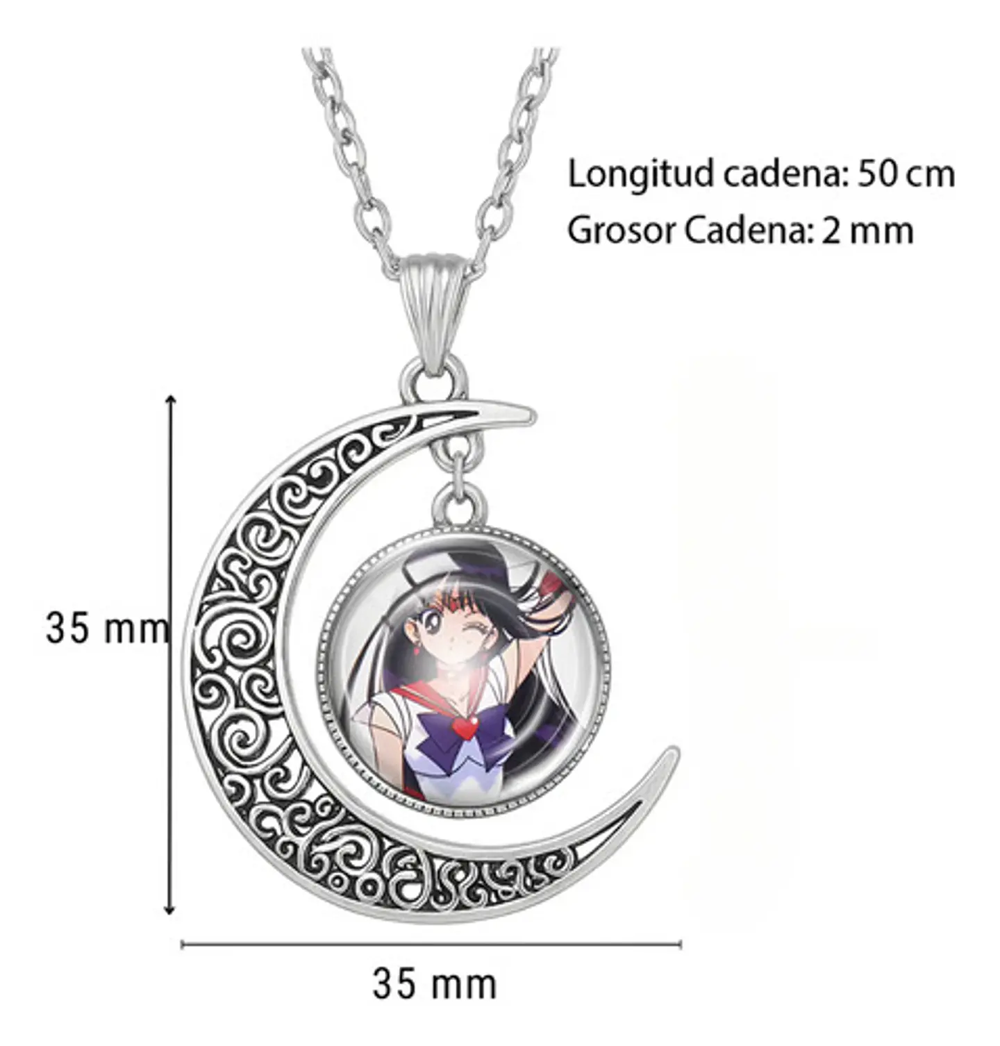 Collar Para Mujer Y Niña Dije Luna Cabujón Anime Sailor Moon 24