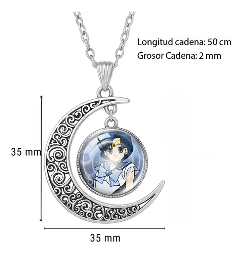 Collar Para Mujer Y Niña Dije Luna Cabujón Anime Sailor Moon 41