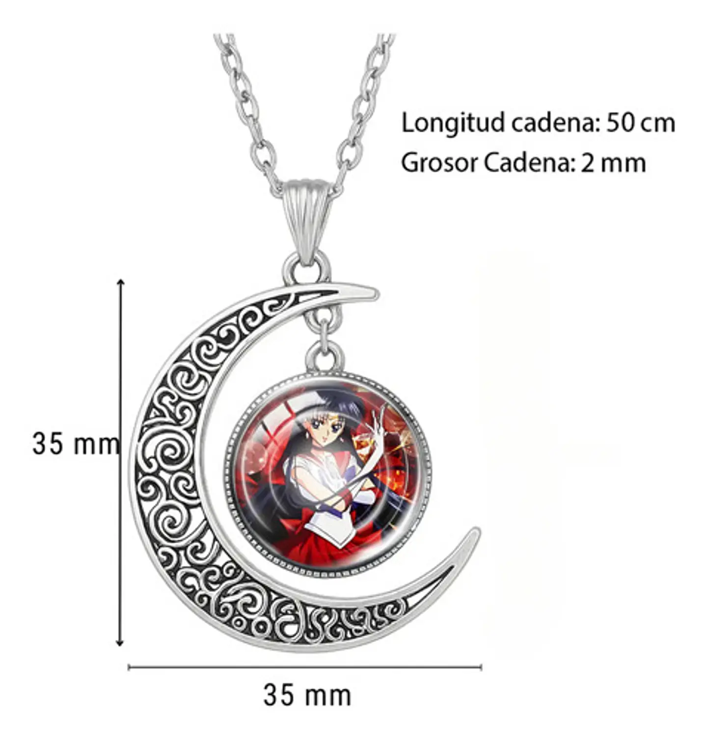 Collar Para Mujer Y Niña Dije Luna Cabujón Anime Sailor Moon 56