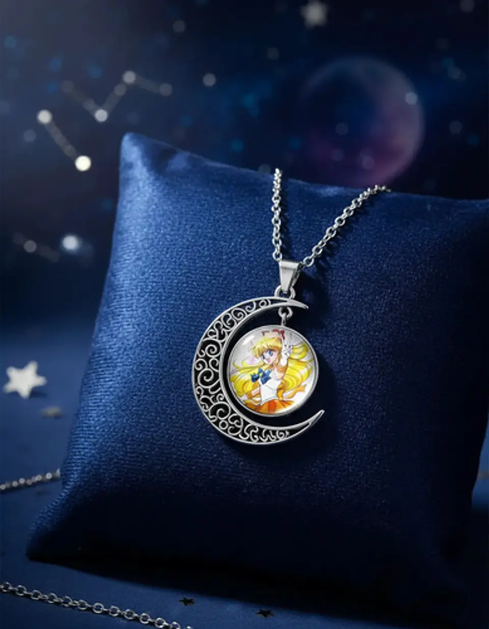 Collar Para Mujer Y Niña Dije Luna Cabujón Anime Sailor Moon 61
