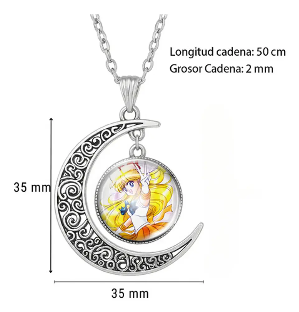 Collar Para Mujer Y Niña Dije Luna Cabujón Anime Sailor Moon 65