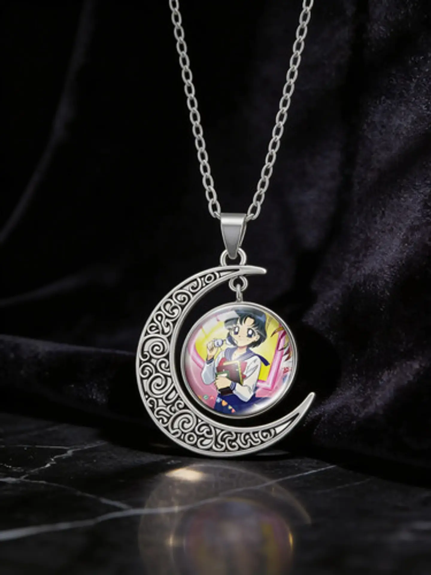 Collar Para Mujer Y Niña Dije Luna Cabujón Anime Sailor Moon 72