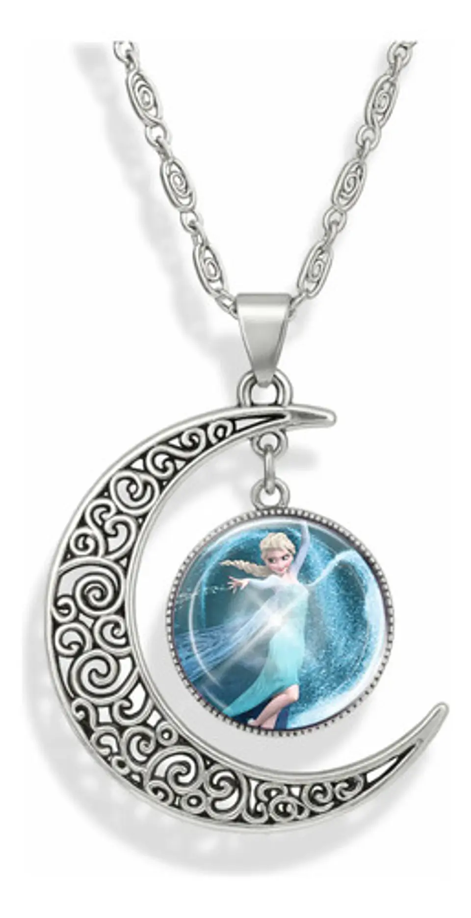 Collar Para Mujer Niñas Dije Luna Frozen Princesas Del Hielo 1