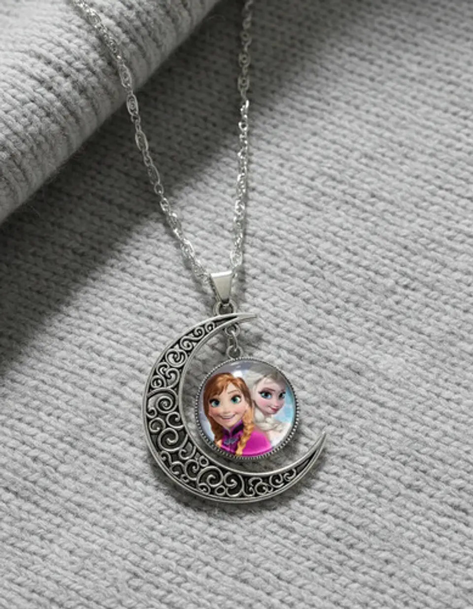 Collar Para Mujer Niñas Dije Luna Frozen Princesas Del Hielo 7