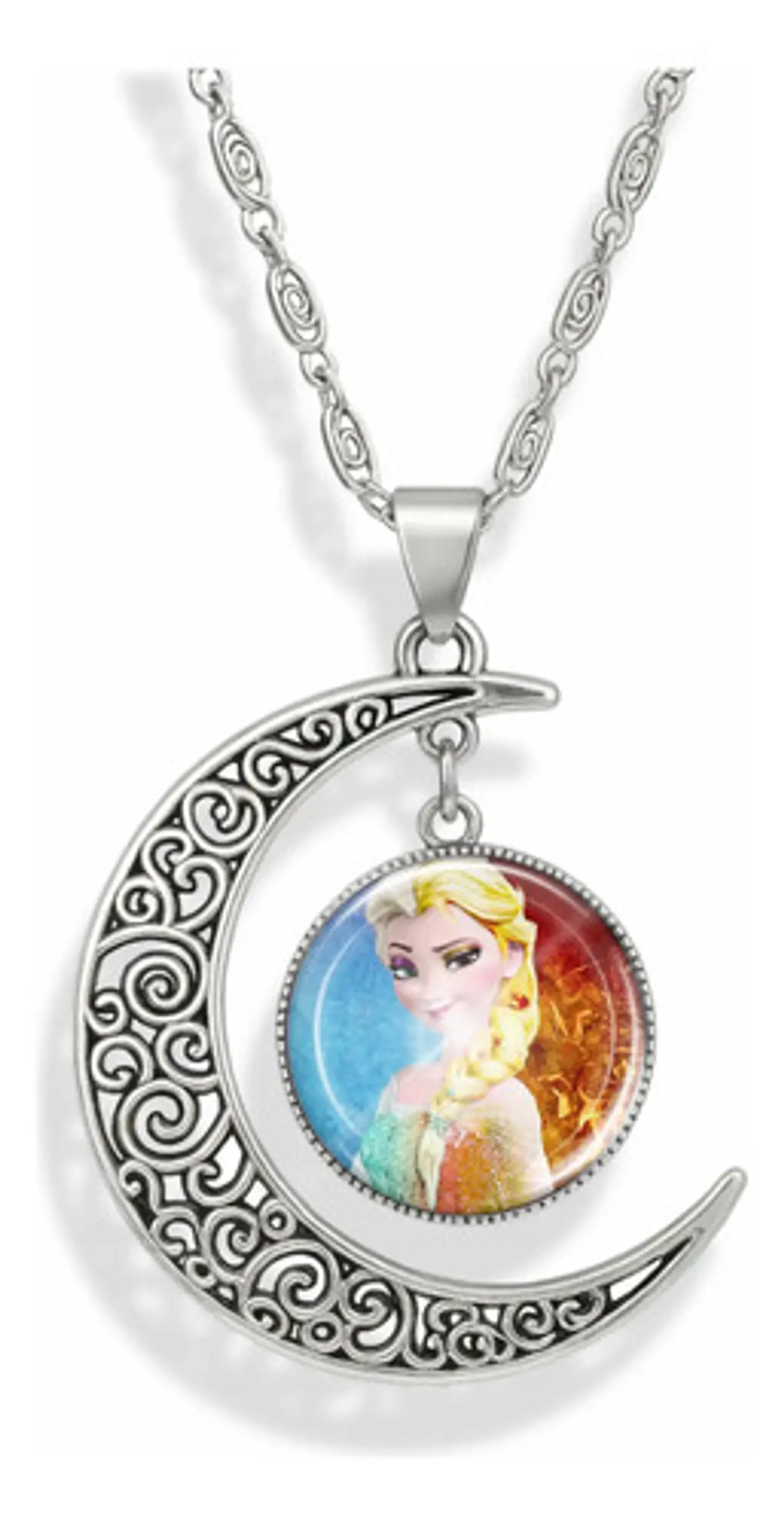 Collar Para Mujer Niñas Dije Luna Frozen Princesas Del Hielo 9