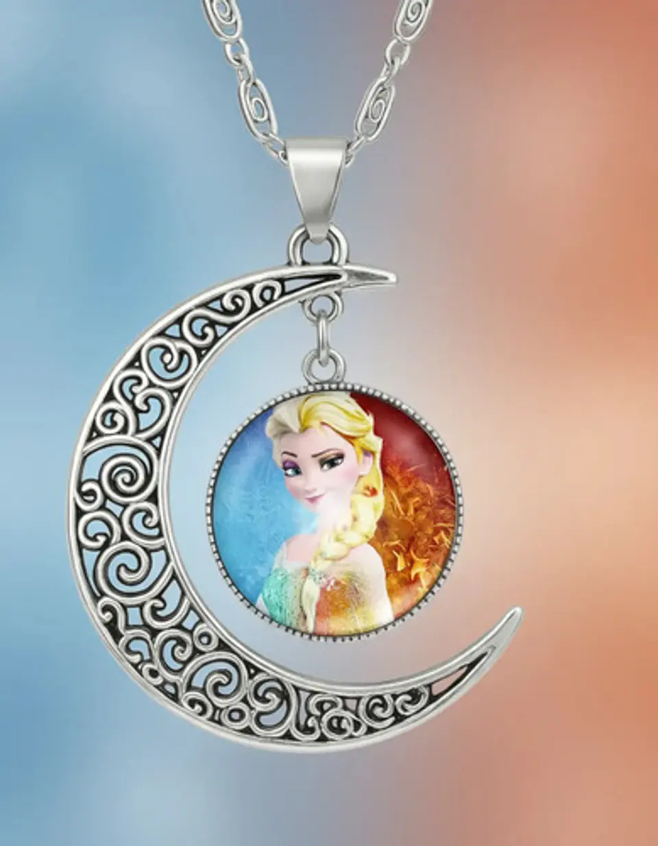Collar Para Mujer Niñas Dije Luna Frozen Princesas Del Hielo 11