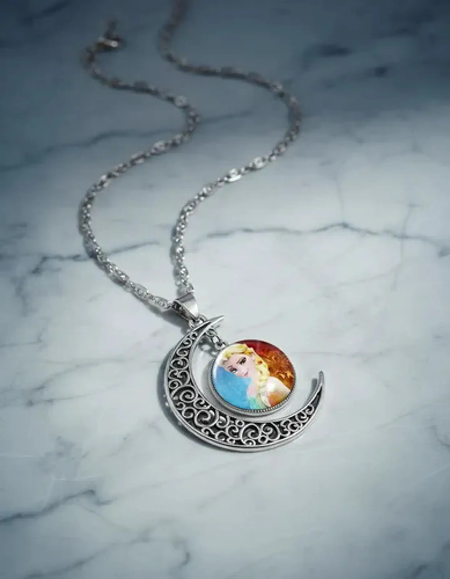 Collar Para Mujer Niñas Dije Luna Frozen Princesas Del Hielo 13