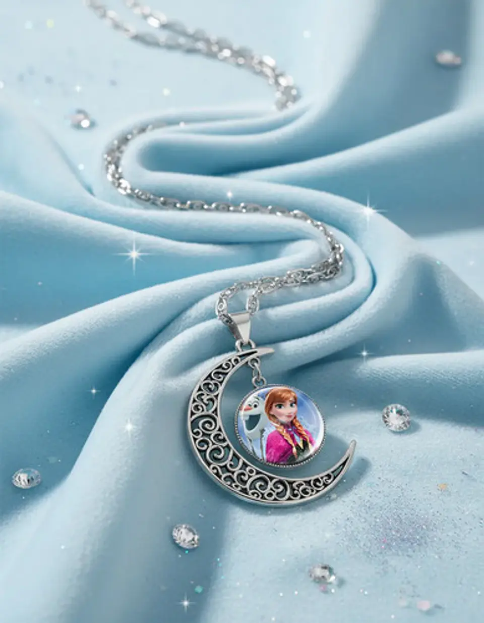 Collar Para Mujer Niñas Dije Luna Frozen Princesas Del Hielo 18