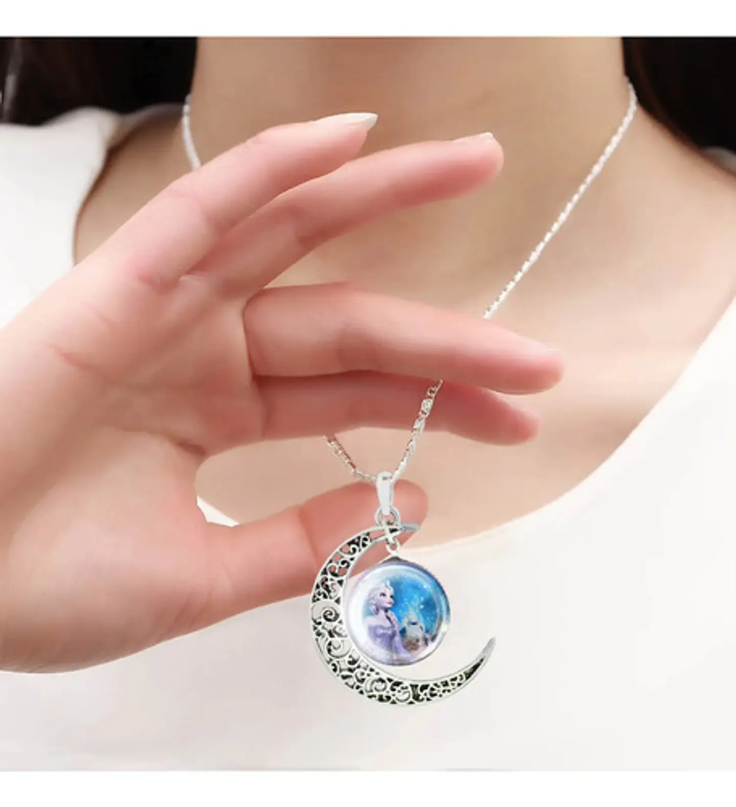 Collar Para Mujer Niñas Dije Luna Frozen Princesas Del Hielo 29