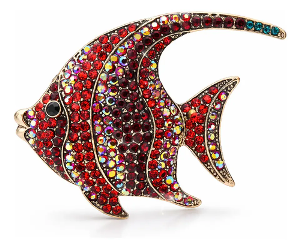 Broche Pez Elegante Con Cristal Brillantes Pin De Moda Mujer 1