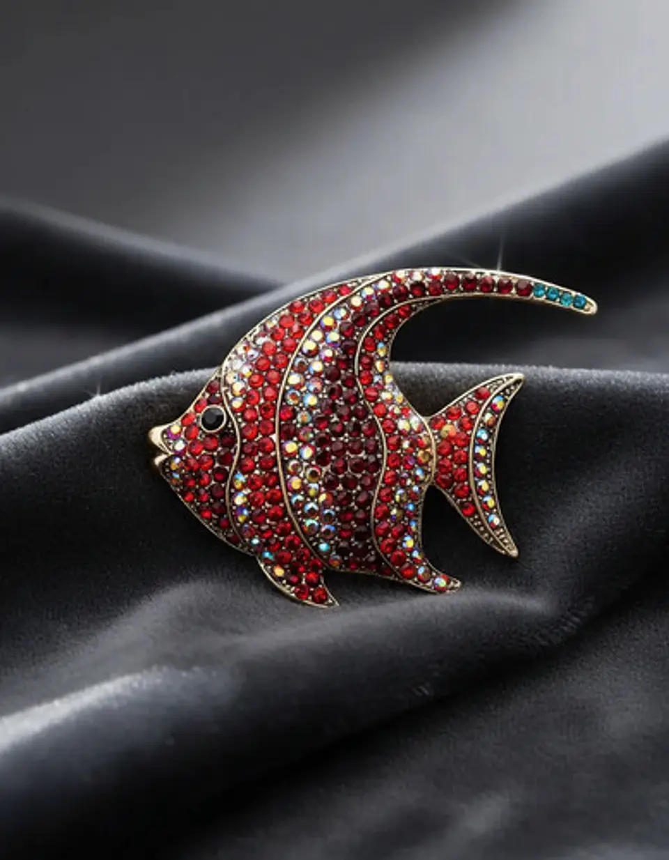 Broche Pez Elegante Con Cristal Brillantes Pin De Moda Mujer 5