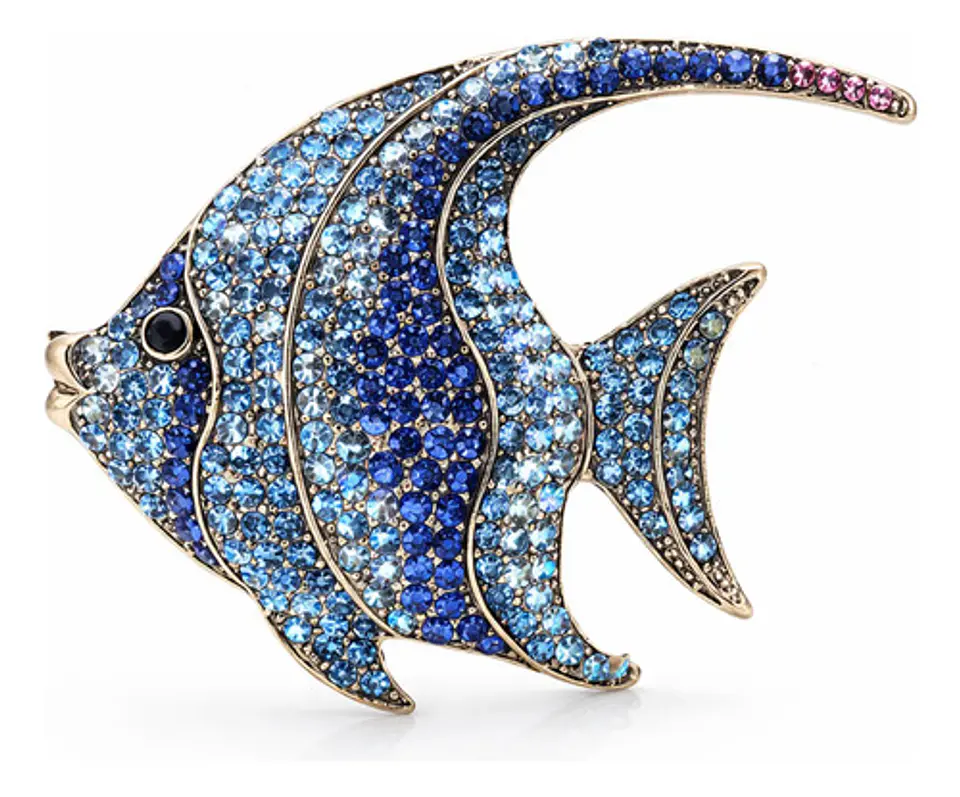 Broche Pez Elegante Con Cristal Brillantes Pin De Moda Mujer 10