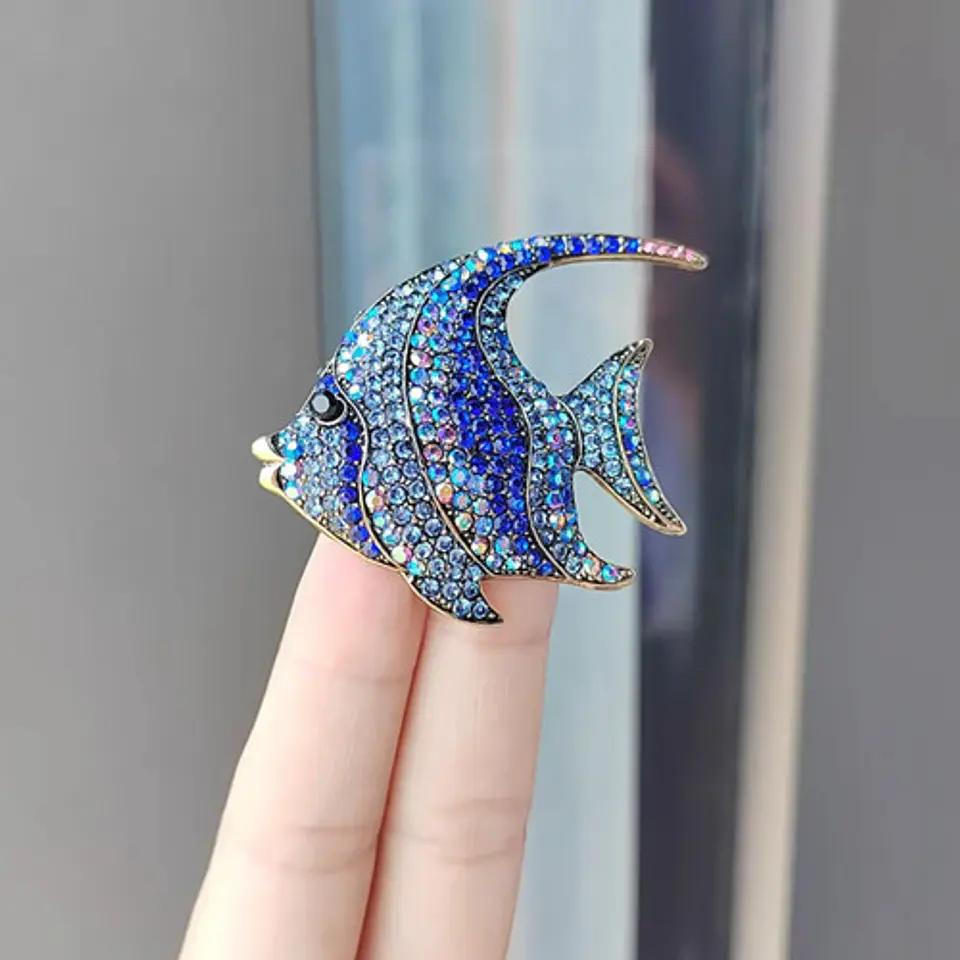 Broche Pez Elegante Con Cristal Brillantes Pin De Moda Mujer 17