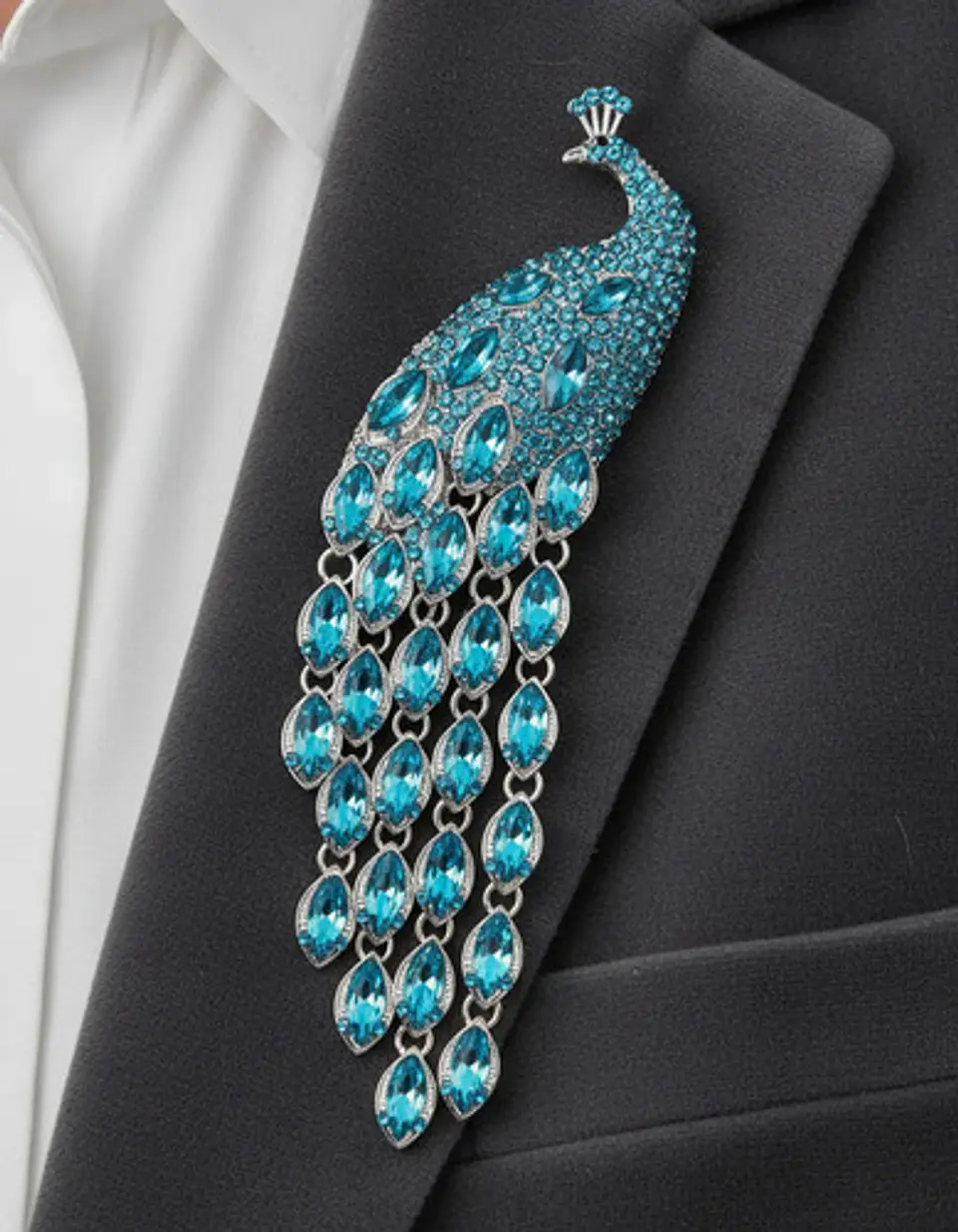 Broche De Alfiler Para Mujeres Pavo Real Elegante Cristales 4