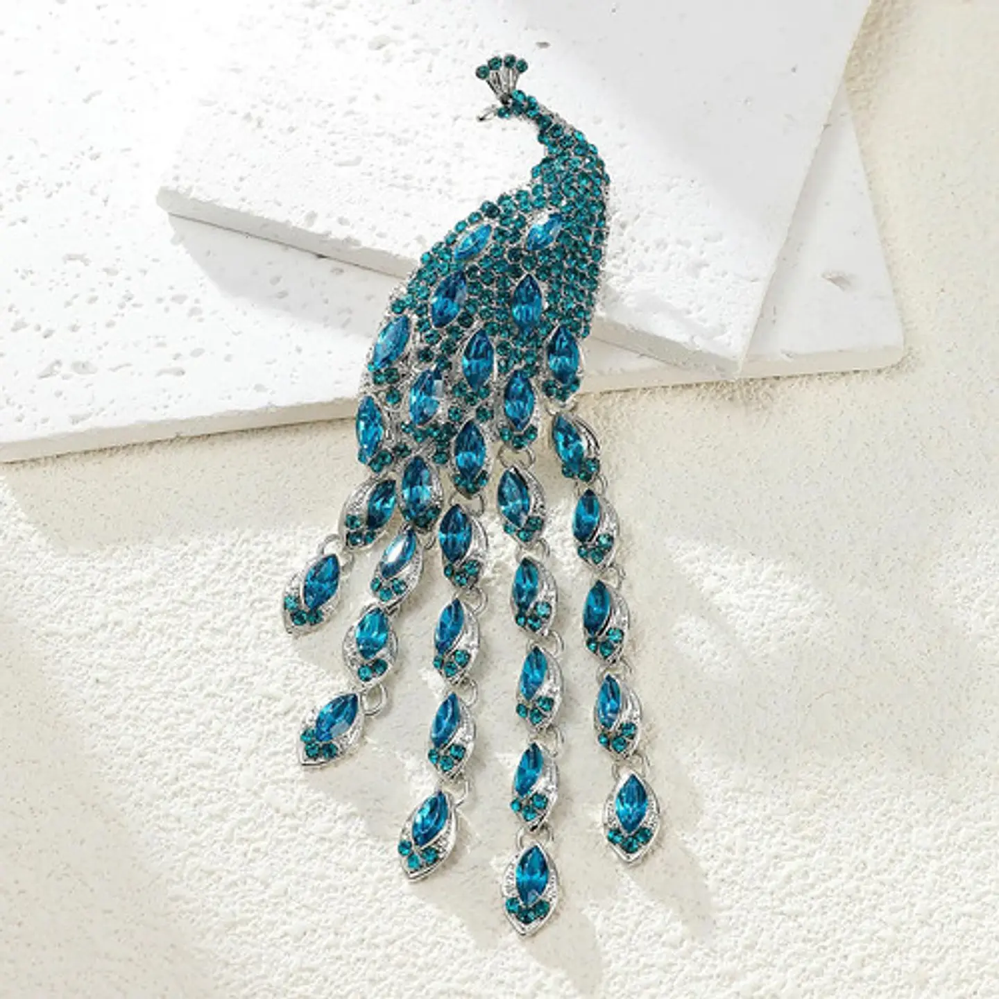 Broche De Alfiler Para Mujeres Pavo Real Elegante Cristales 8