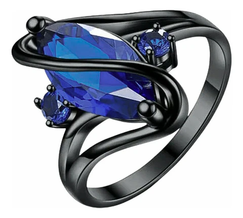 Anillo Vintage Envolvente Negro Para Mujeres Piedra Cz Lujo