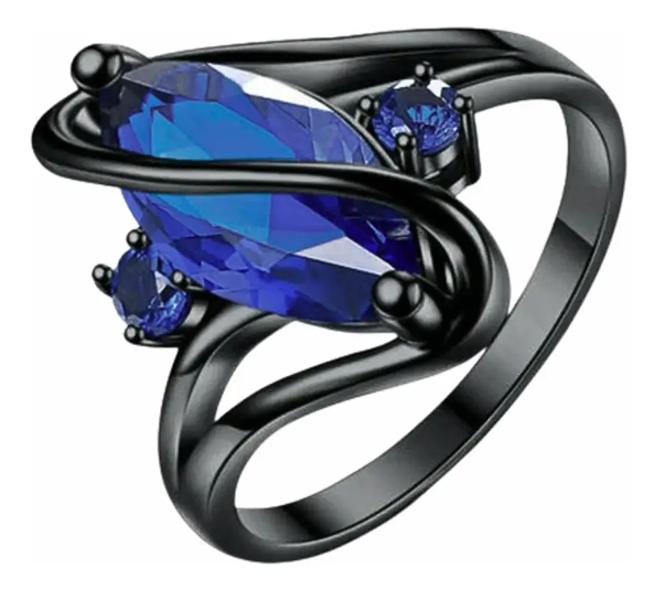 Anillo Vintage Envolvente Negro Para Mujeres Piedra Cz Lujo 1