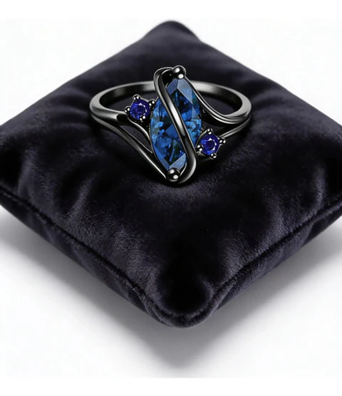Anillo Vintage Envolvente Negro Para Mujeres Piedra Cz Lujo