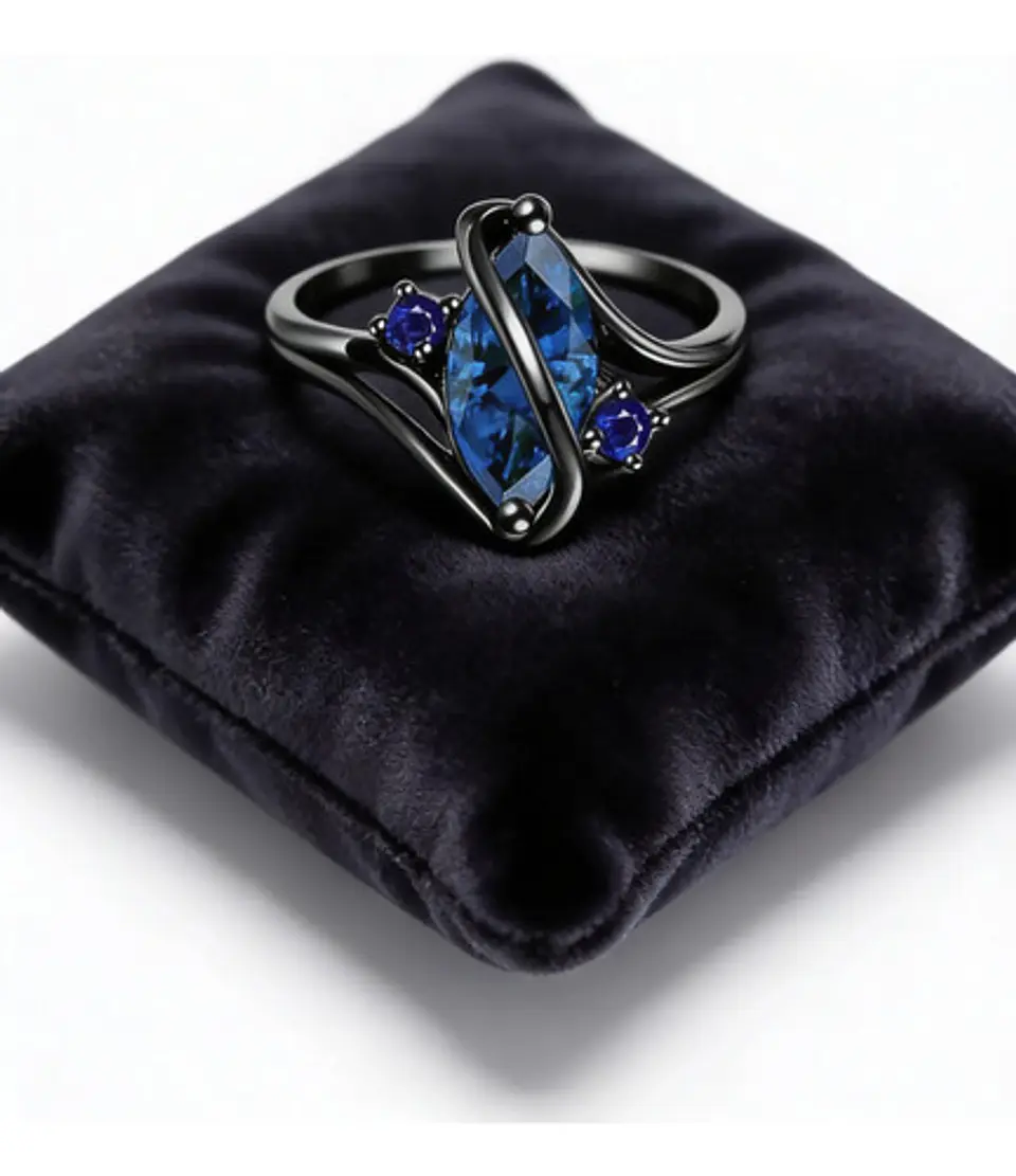 Anillo Vintage Envolvente Negro Para Mujeres Piedra Cz Lujo 2