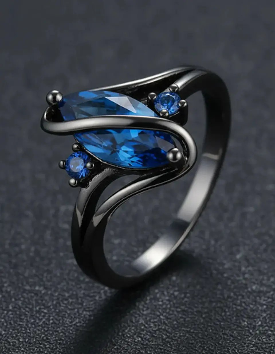 Anillo Vintage Envolvente Negro Para Mujeres Piedra Cz Lujo 5