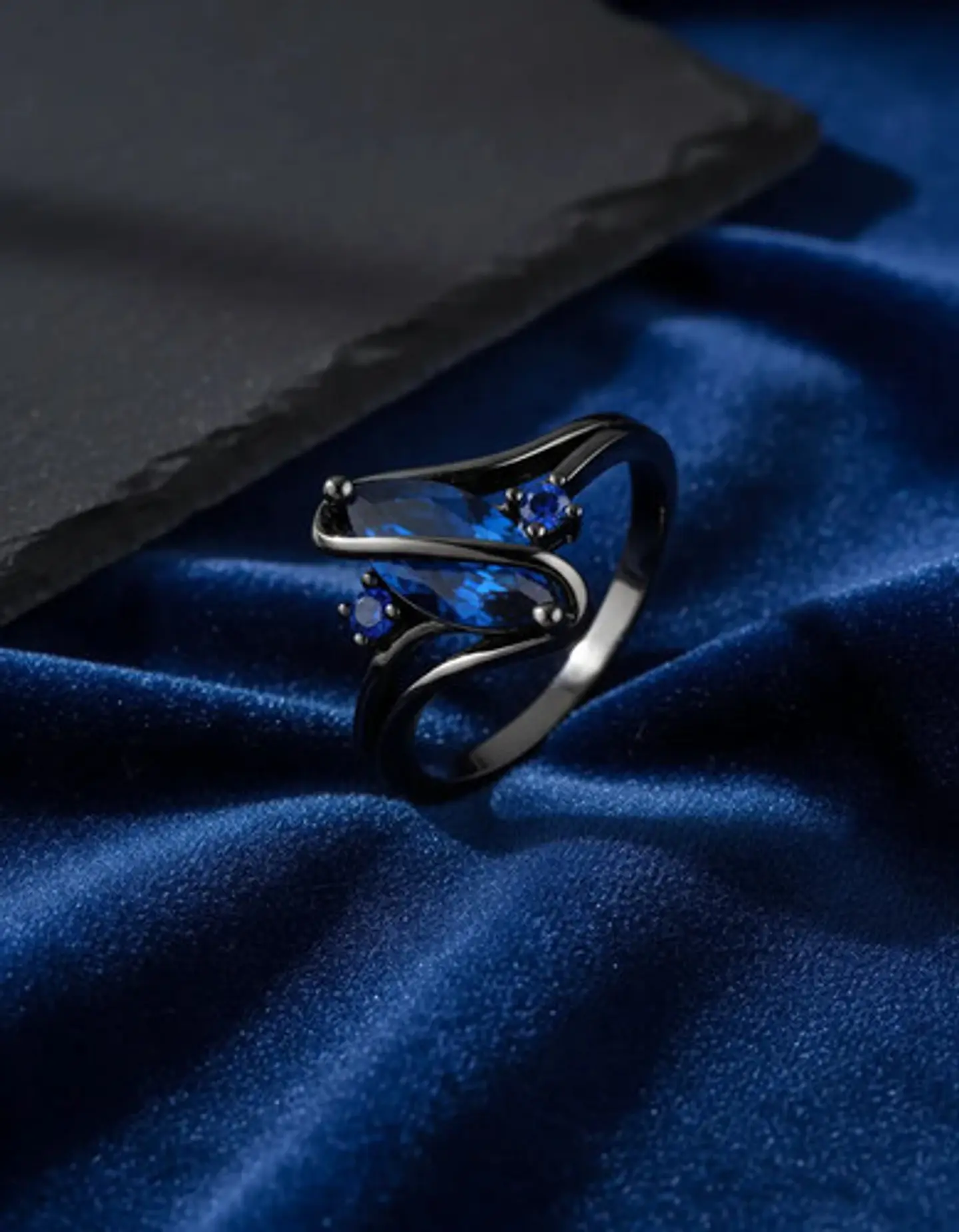 Anillo Vintage Envolvente Negro Para Mujeres Piedra Cz Lujo 6