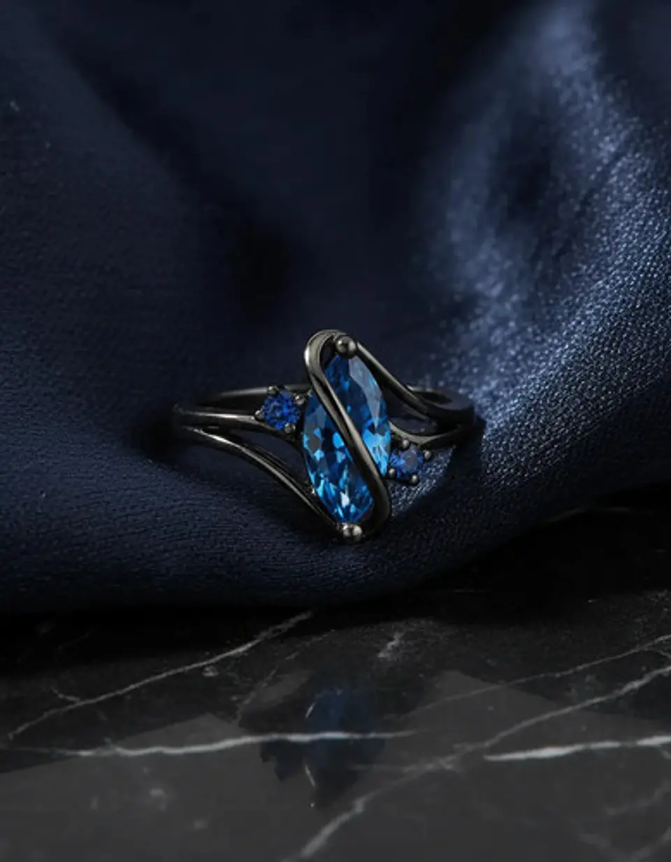 Anillo Vintage Envolvente Negro Para Mujeres Piedra Cz Lujo 7
