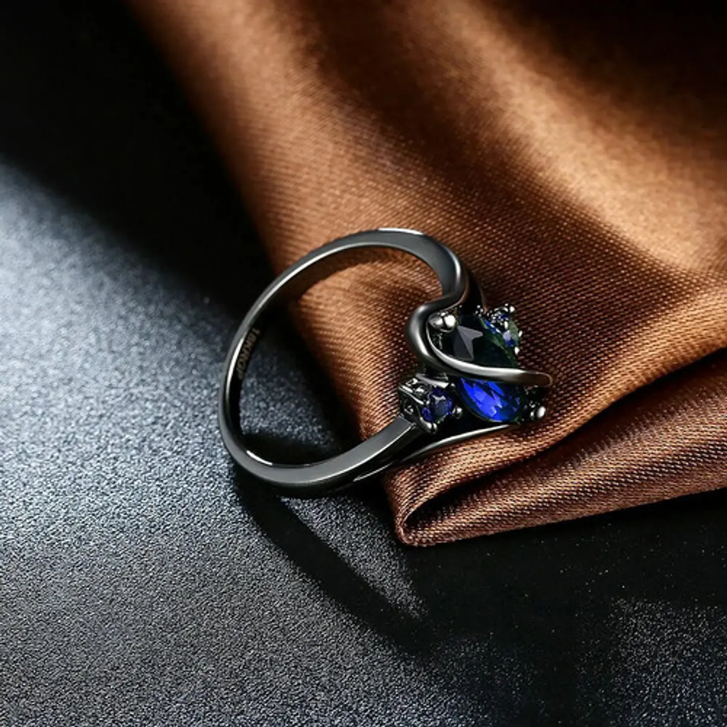 Anillo Vintage Envolvente Negro Para Mujeres Piedra Cz Lujo 9