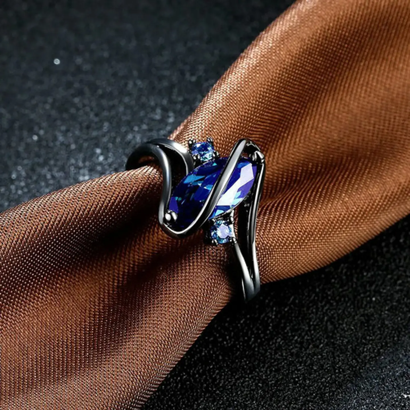 Anillo Vintage Envolvente Negro Para Mujeres Piedra Cz Lujo 10