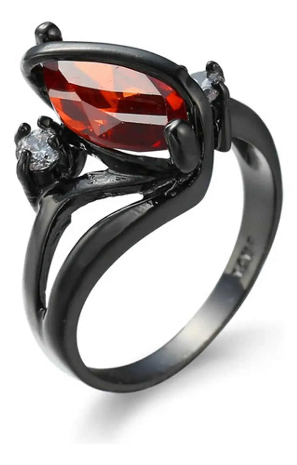 Anillo Vintage Envolvente Negro Para Mujeres Piedra Cz Lujo 12