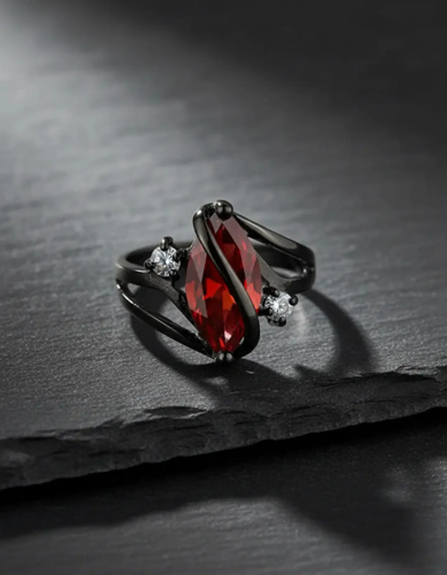 Anillo Vintage Envolvente Negro Para Mujeres Piedra Cz Lujo 14