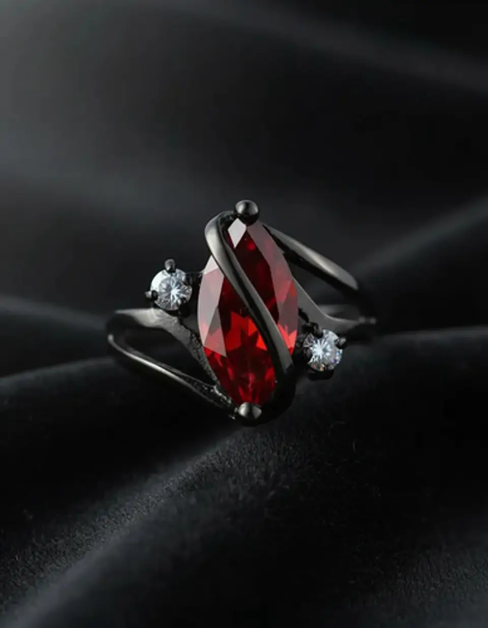 Anillo Vintage Envolvente Negro Para Mujeres Piedra Cz Lujo 15