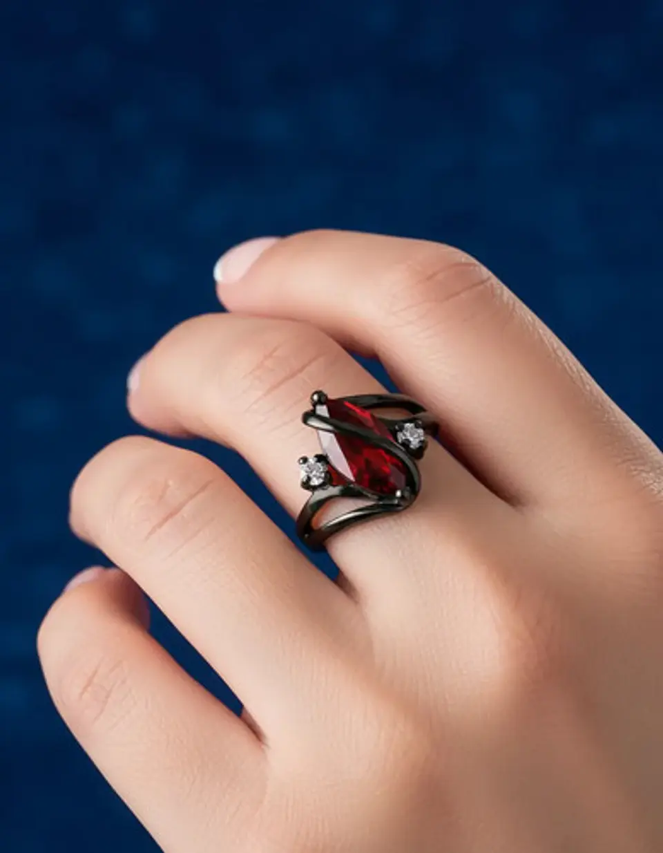 Anillo Vintage Envolvente Negro Para Mujeres Piedra Cz Lujo 16