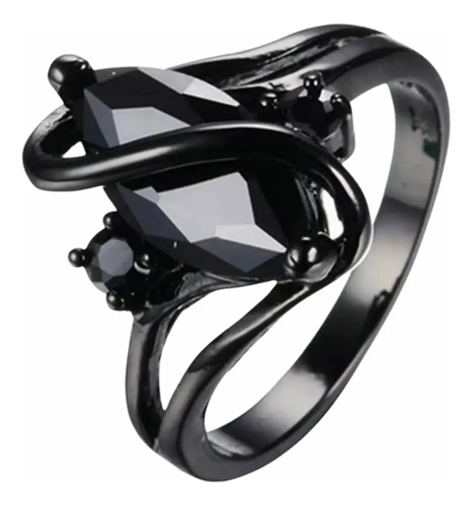 Anillo Vintage Envolvente Negro Para Mujeres Piedra Cz Lujo 18