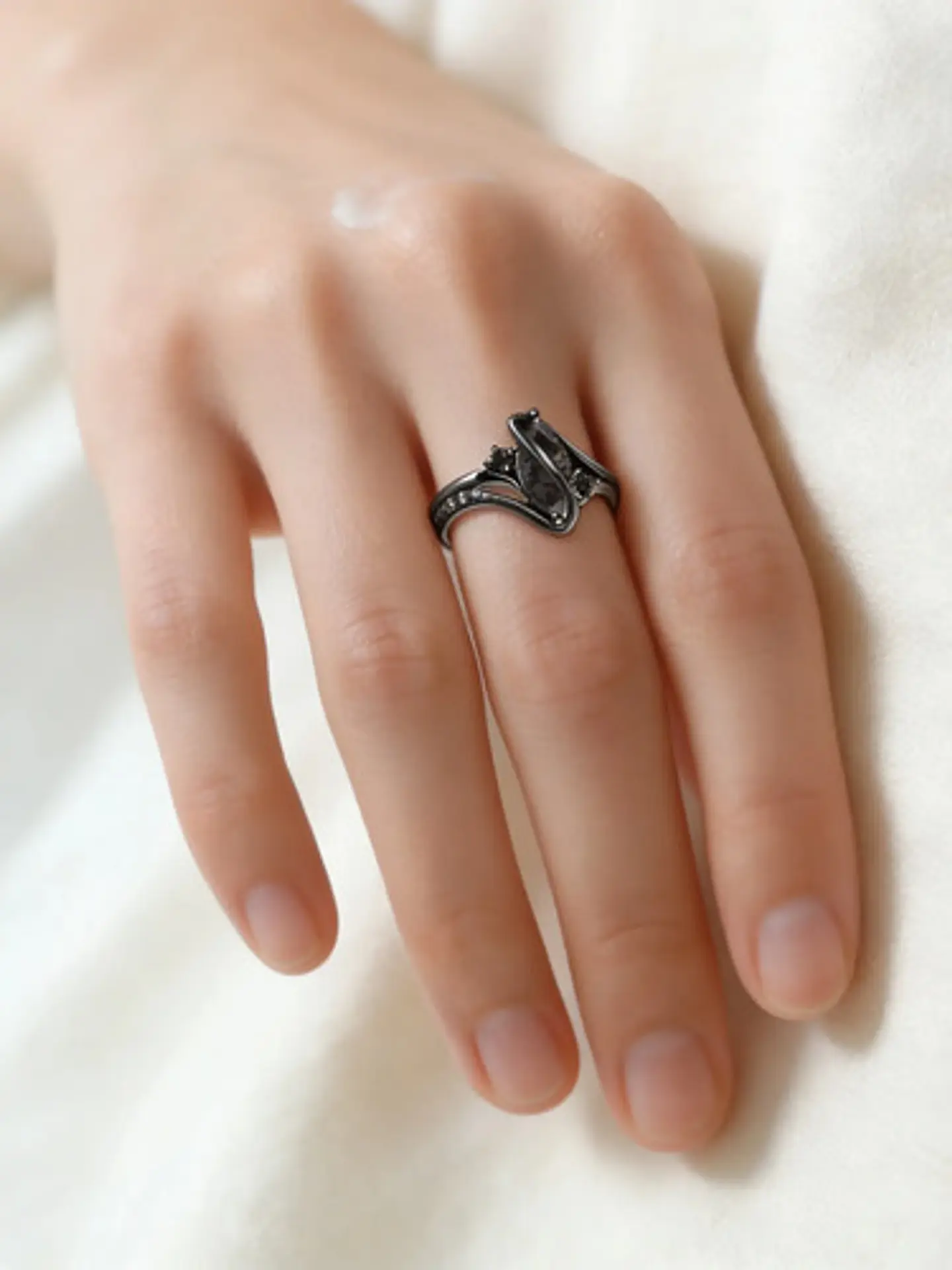 Anillo Vintage Envolvente Negro Para Mujeres Piedra Cz Lujo 19