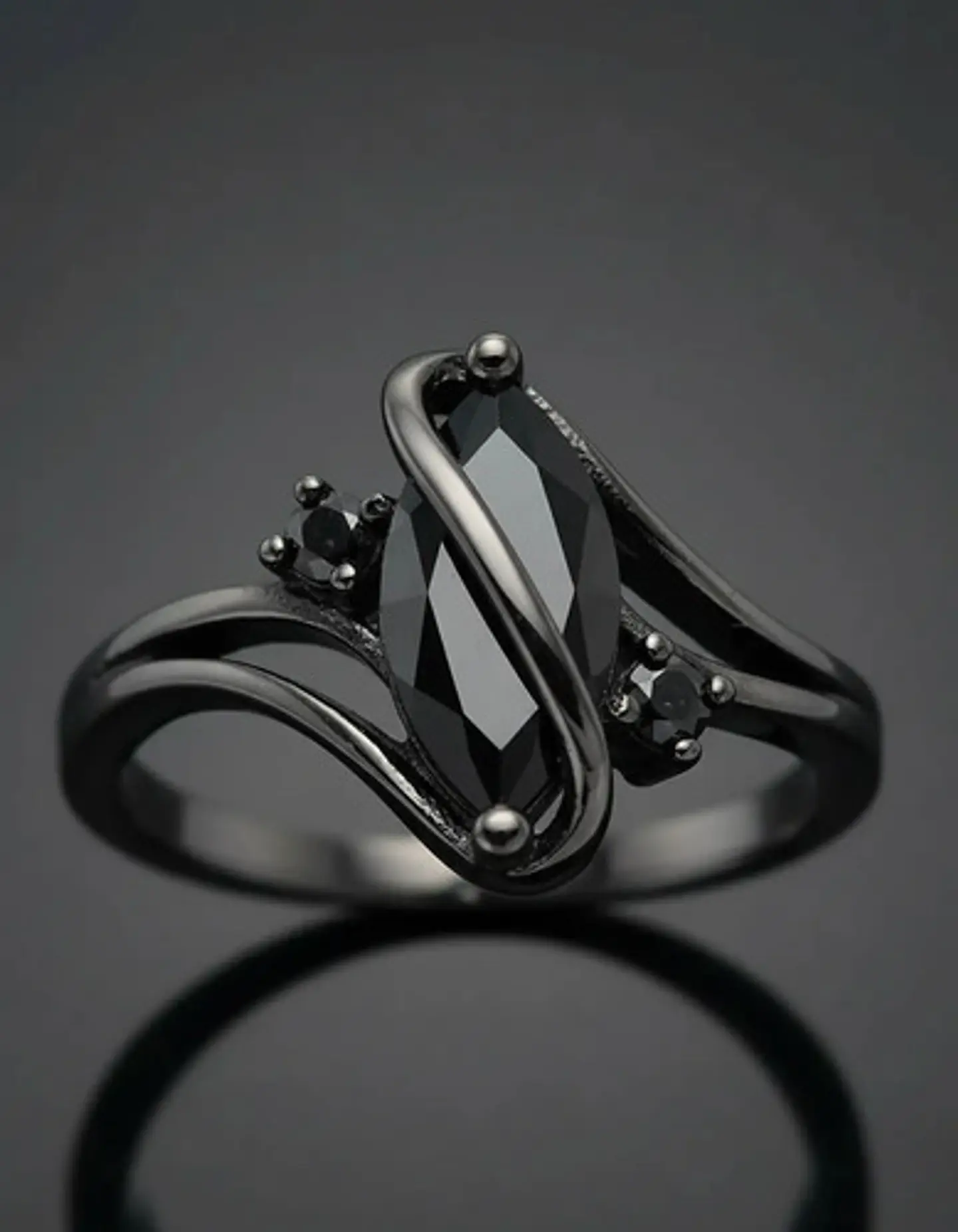 Anillo Vintage Envolvente Negro Para Mujeres Piedra Cz Lujo 20