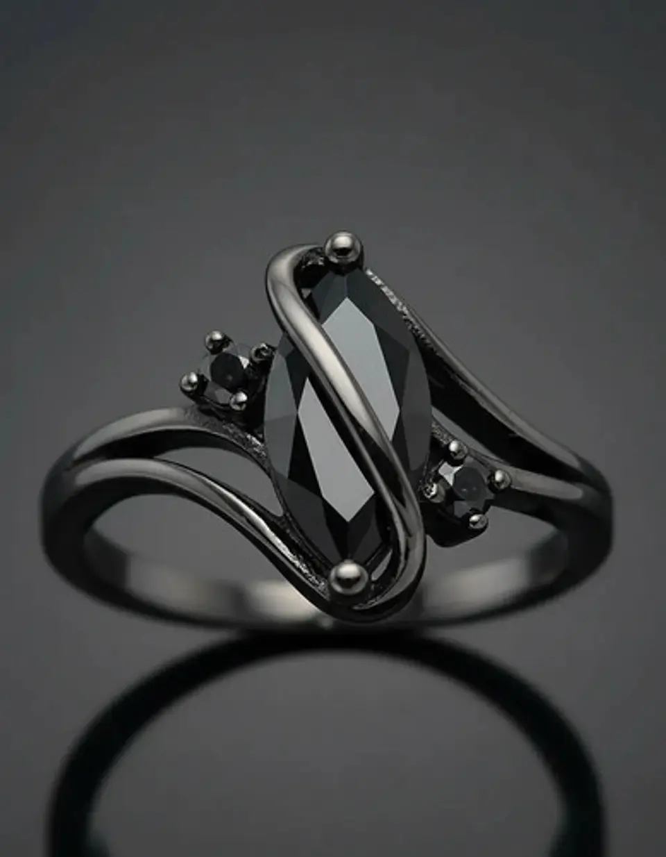 Anillo Vintage Envolvente Negro Para Mujeres Piedra Cz Lujo 20