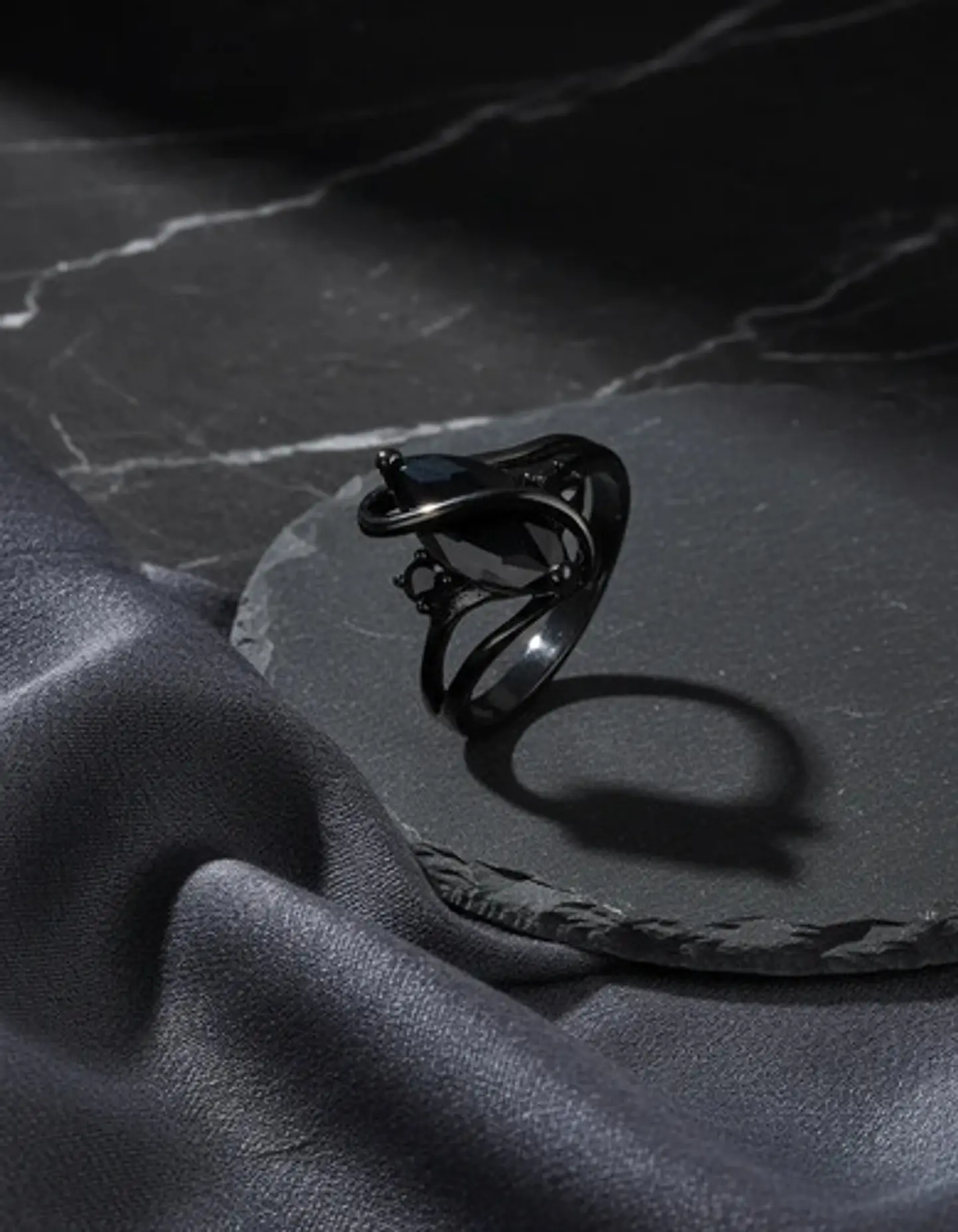 Anillo Vintage Envolvente Negro Para Mujeres Piedra Cz Lujo 21