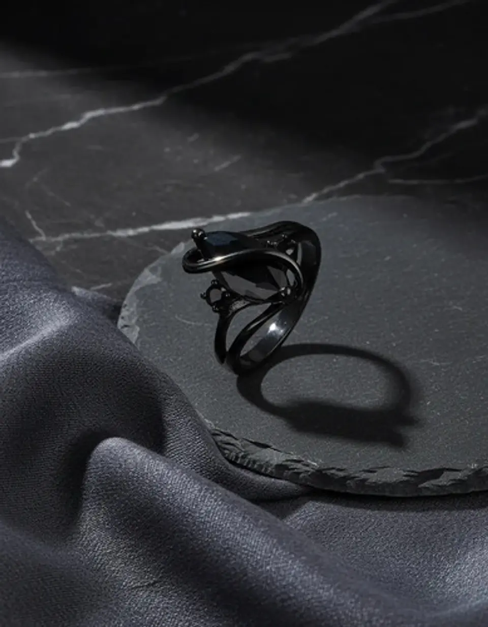 Anillo Vintage Envolvente Negro Para Mujeres Piedra Cz Lujo 21