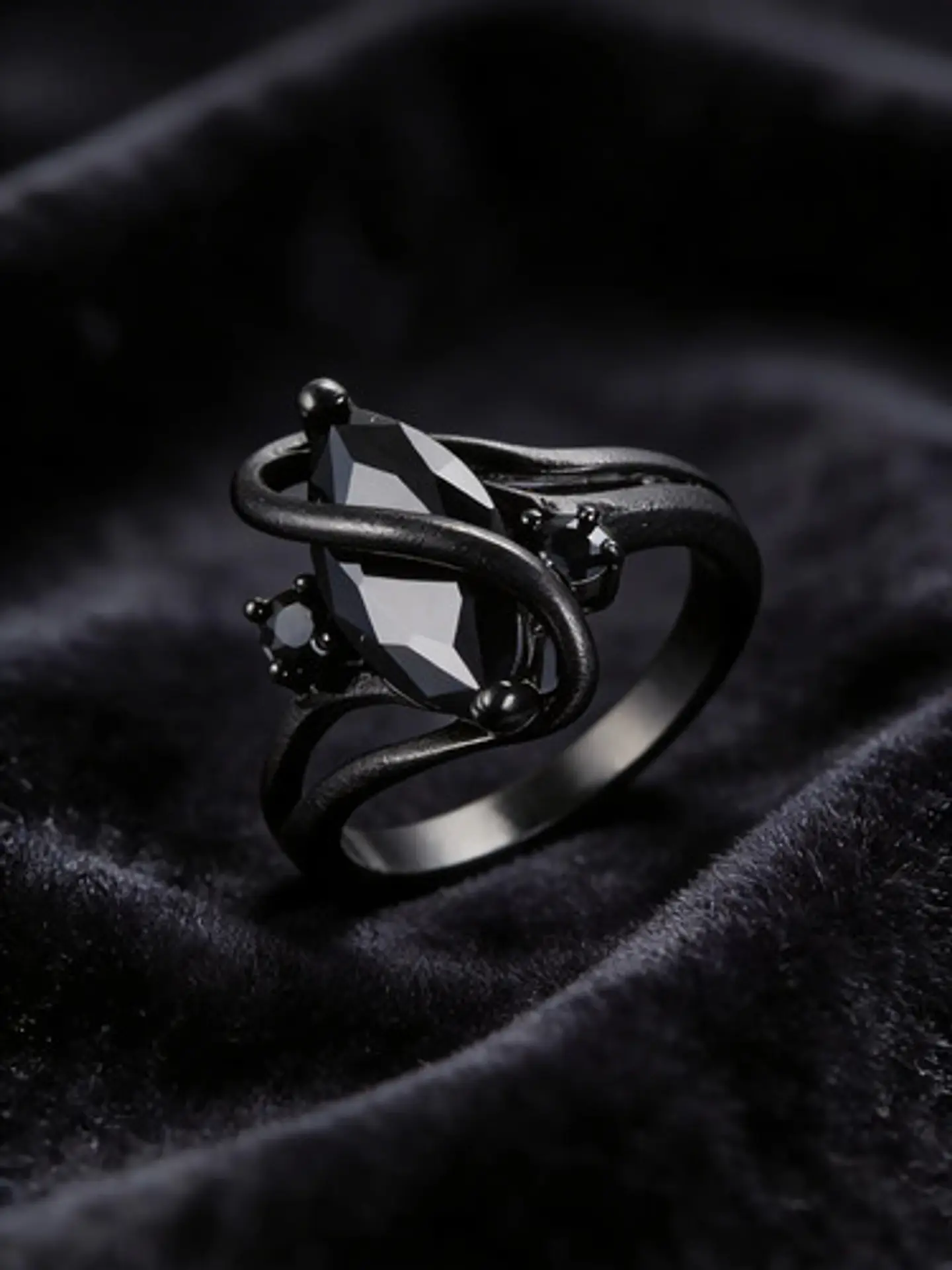 Anillo Vintage Envolvente Negro Para Mujeres Piedra Cz Lujo 22