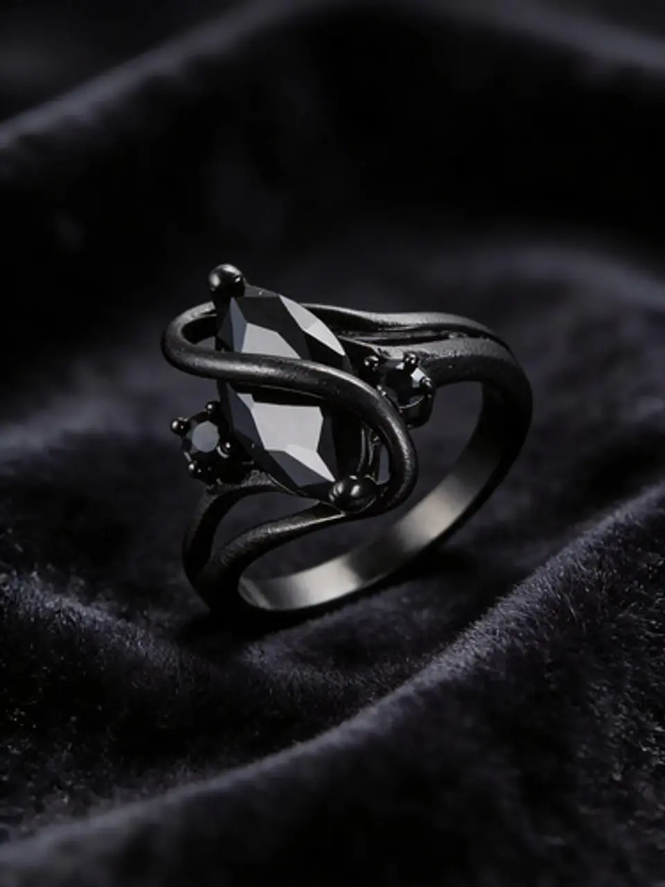 Anillo Vintage Envolvente Negro Para Mujeres Piedra Cz Lujo 22