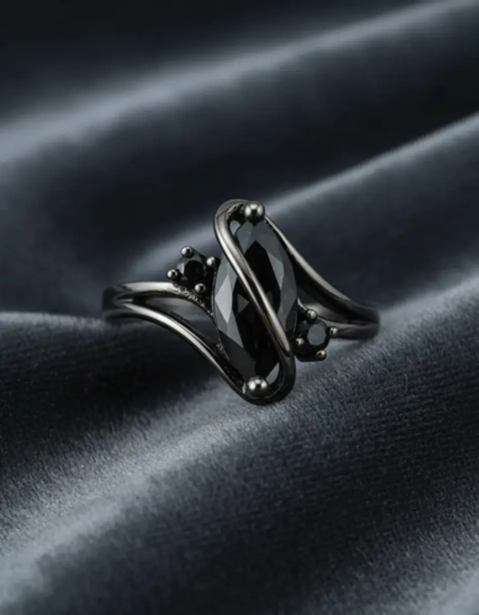 Anillo Vintage Envolvente Negro Para Mujeres Piedra Cz Lujo 23