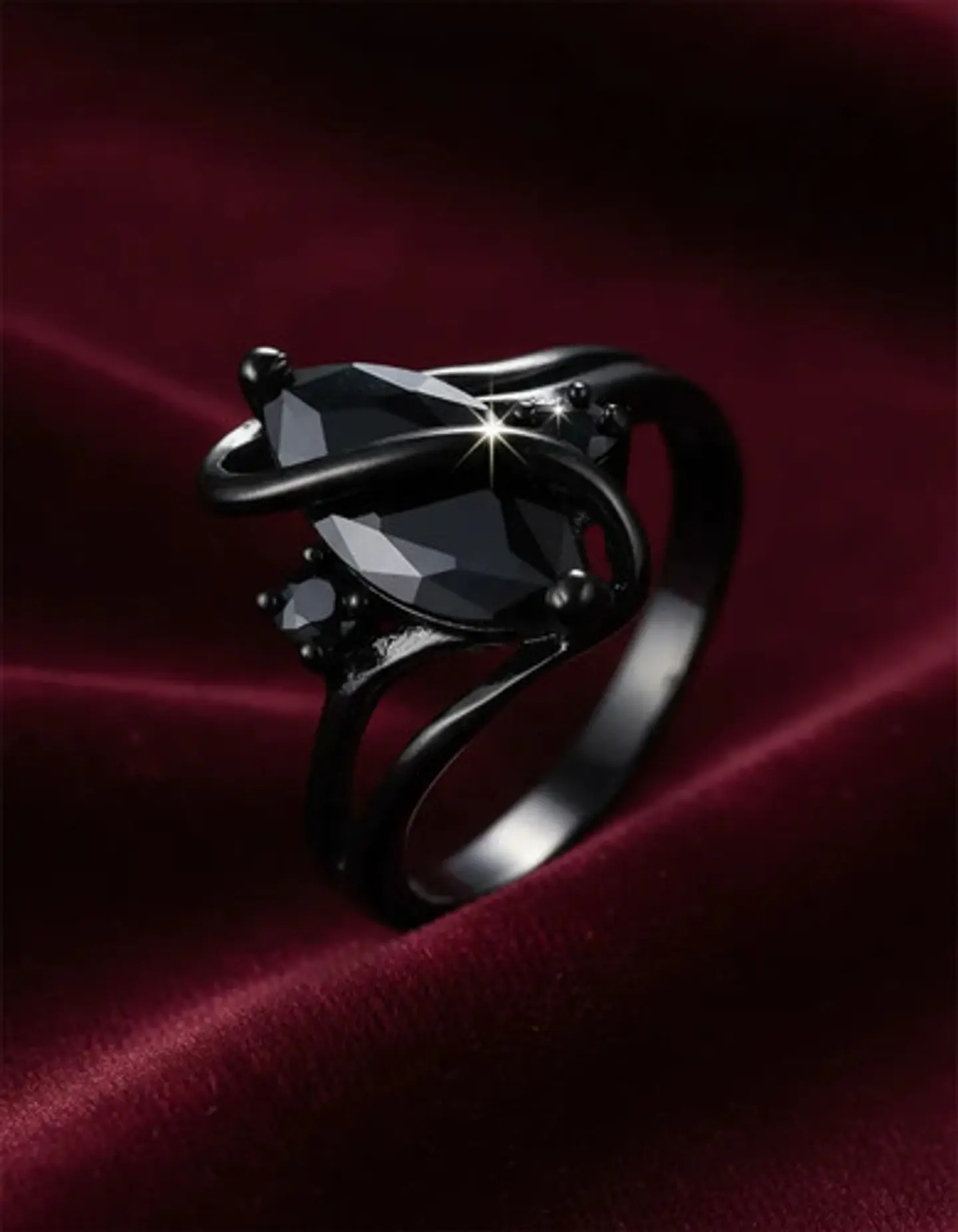 Anillo Vintage Envolvente Negro Para Mujeres Piedra Cz Lujo 24