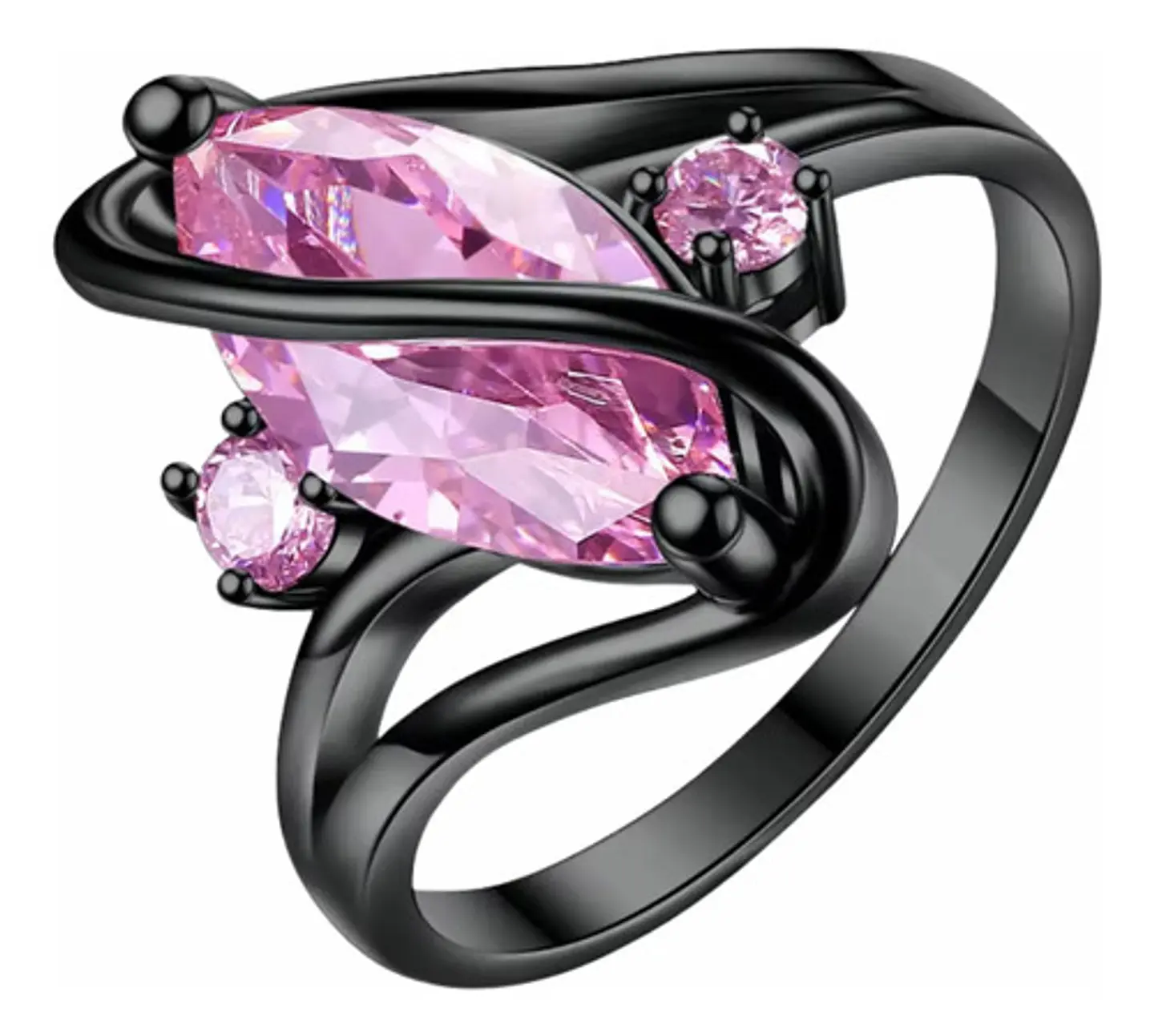 Anillo Vintage Envolvente Negro Para Mujeres Piedra Cz Lujo 25