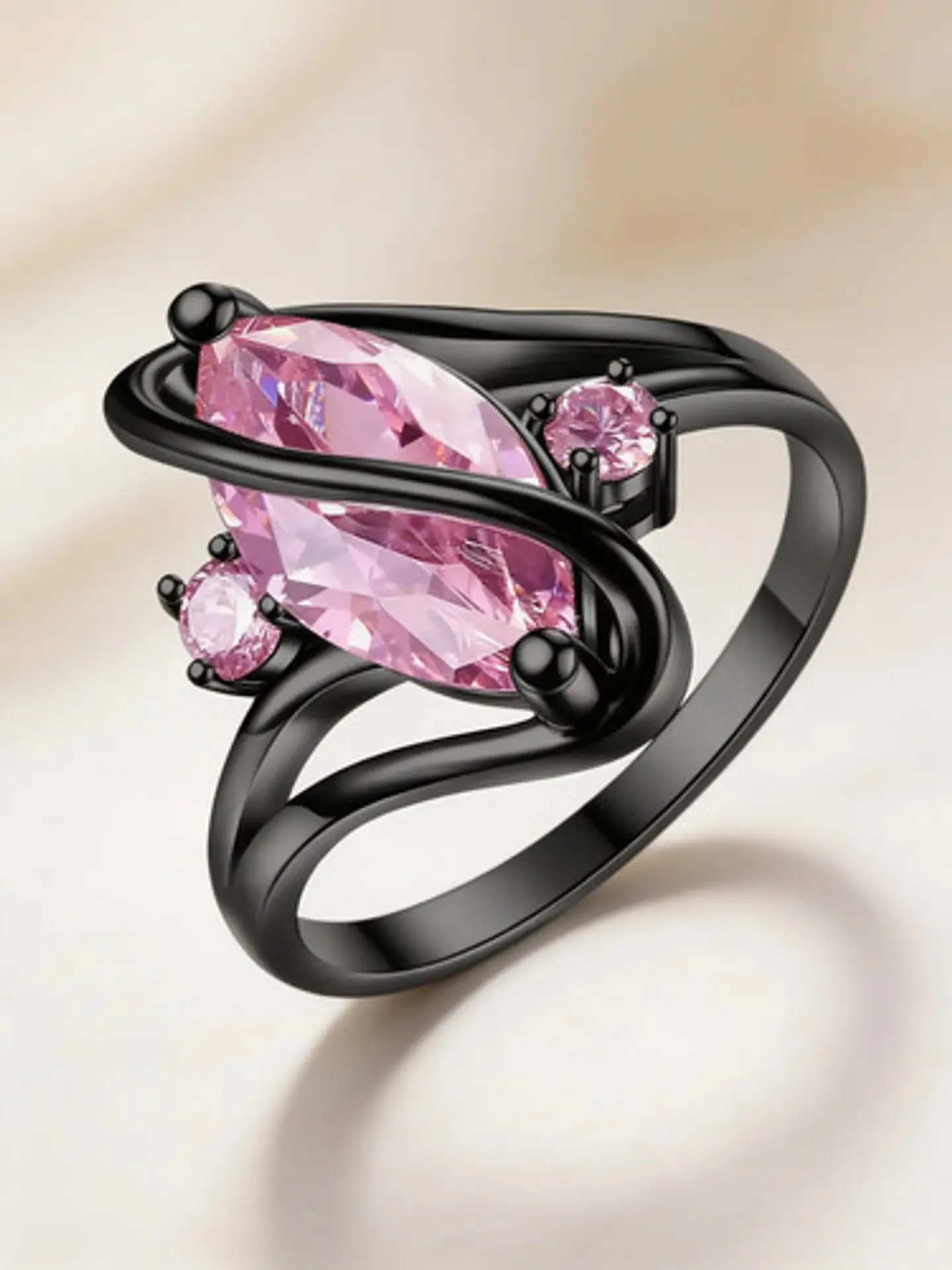 Anillo Vintage Envolvente Negro Para Mujeres Piedra Cz Lujo 26