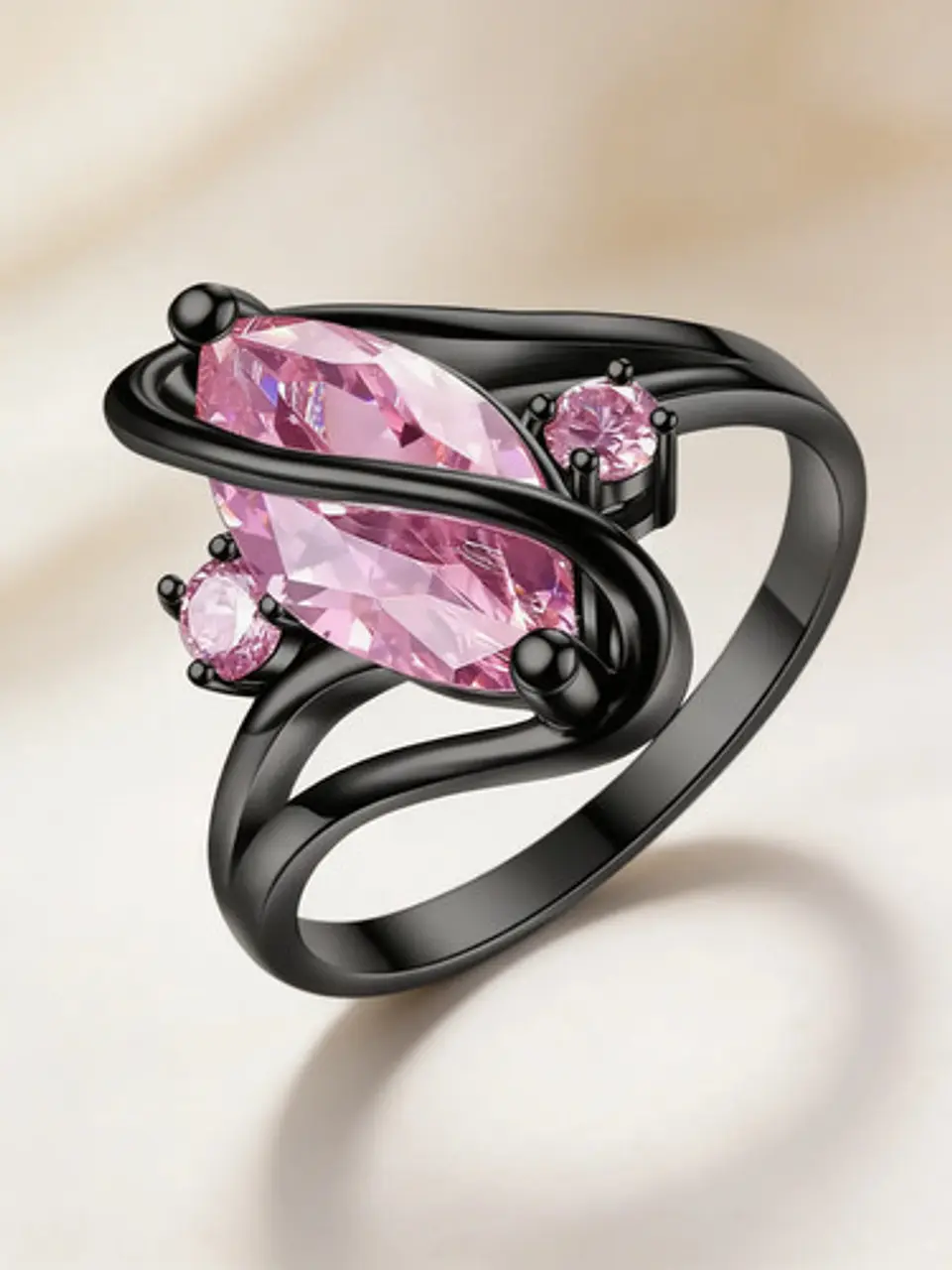 Anillo Vintage Envolvente Negro Para Mujeres Piedra Cz Lujo 26