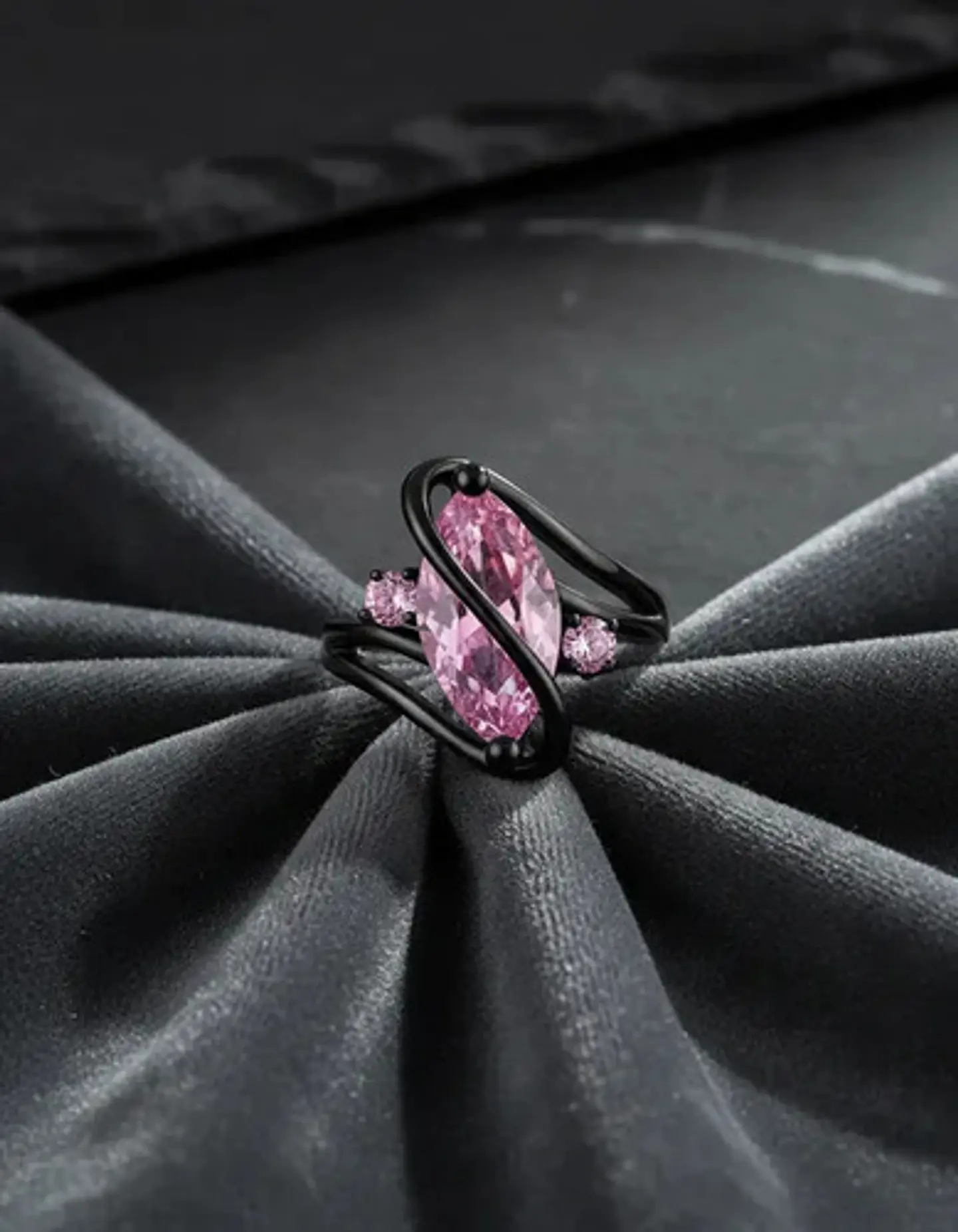 Anillo Vintage Envolvente Negro Para Mujeres Piedra Cz Lujo 31