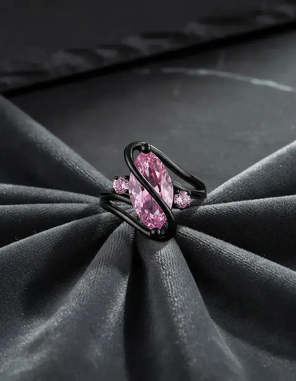 Anillo Vintage Envolvente Negro Para Mujeres Piedra Cz Lujo 31
