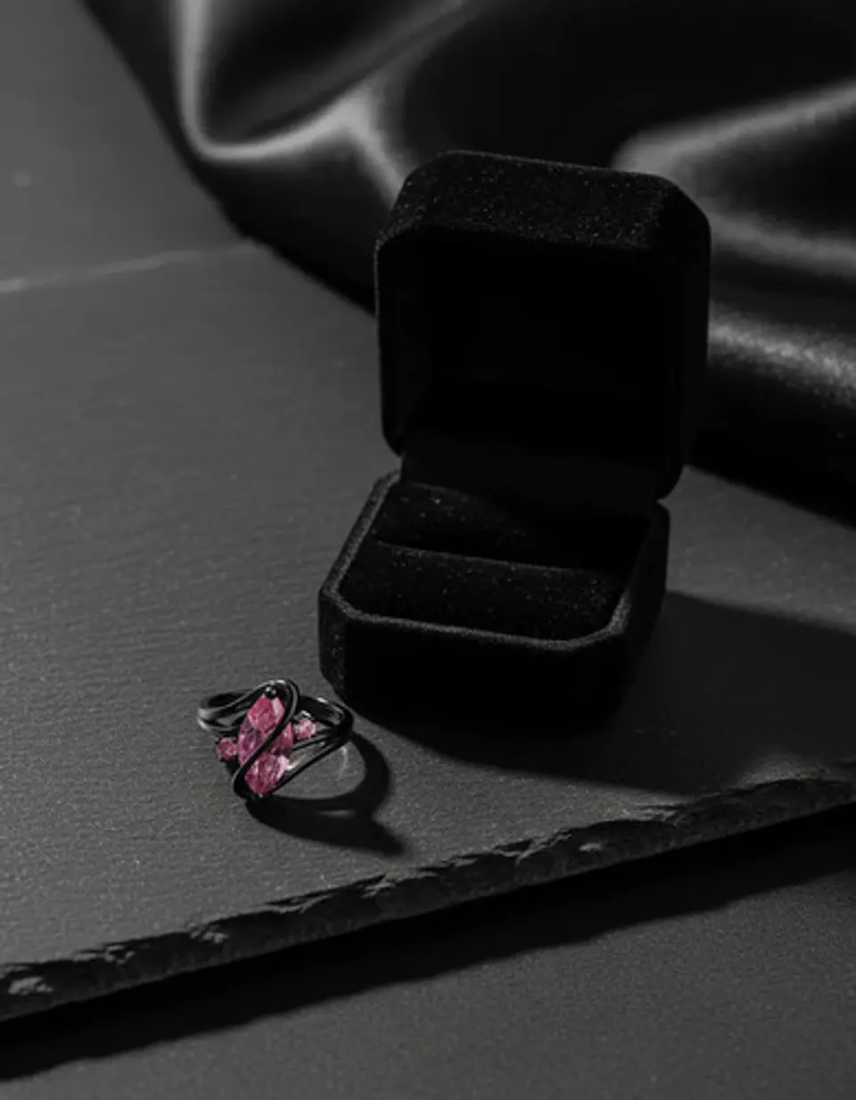 Anillo Vintage Envolvente Negro Para Mujeres Piedra Cz Lujo 32