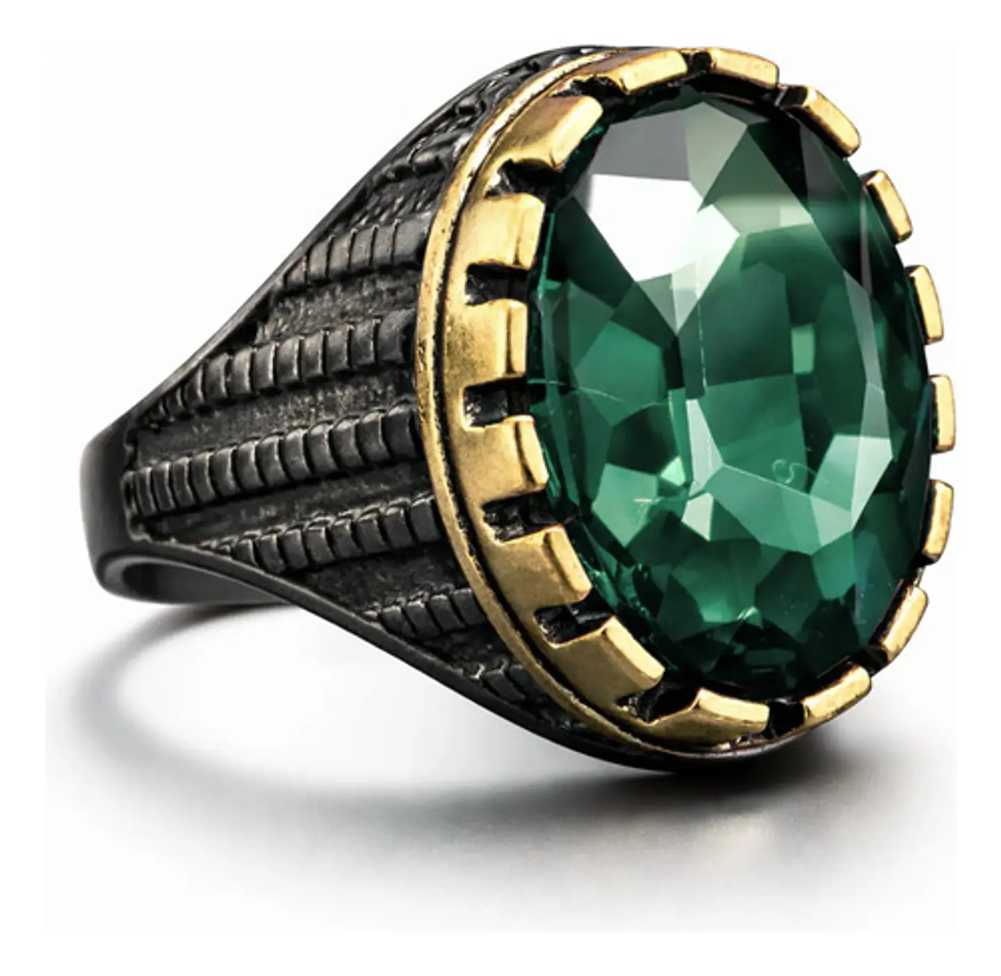 Anillo Moderno Clásico Para Hombres Y Mujeres Piedra Verde 2
